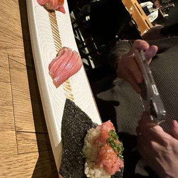 Sushi Jin - Part of my husbands omakase set , 3 types of toro - Sushi Bars Near Me - Mountain View, California Sushi Jin - Part of my husbands omakase set , 3 types of toro - Sushi Bars Near Me - Mountain View, California