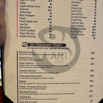 Ari Sushi - Menu 7/30/24 - Sushi Bars Near Me - Des Plaines, Illinois