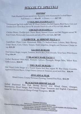 Menu photo 5 Willie T's Key West, FL Menu photo 5 Willie T's Key West, FL