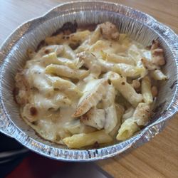 Domino's Pizza - Chicken Alfredo. So little for what we paid for.