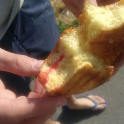 Français Pascal - Le quart de la brioche à la praline... 1 micro morceau de praline en témoignage... Et rien d autre que les 3/4 restants...  Franchement....