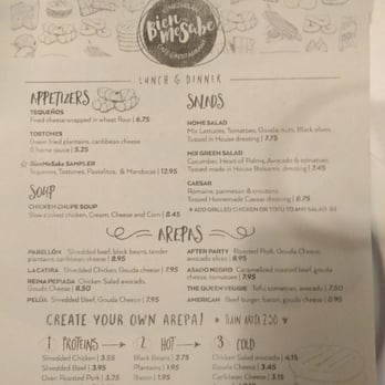 Bienmesabe - Menu - appetizers, salads, arepas - Venezuelan Near Me - Chicago, Illinois