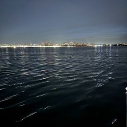 The waterfront of DC lit up at night