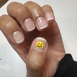 French tips with happy face drawing