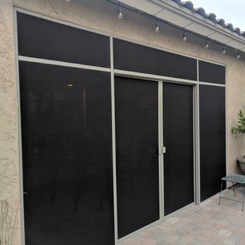 Patriot Sun Control - Screened patio with double slider to the pool. - Shades & Blinds Near Me Patriot Sun Control - Screened patio with double slider to the pool. - Shades & Blinds Near Me