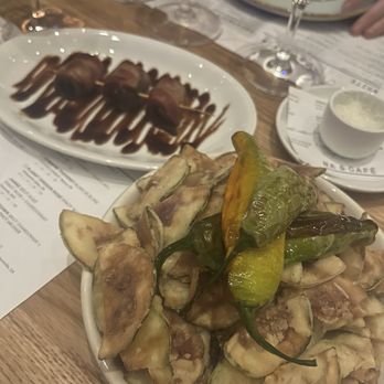 Sixty Vines - Fried zuchinni and bacon wrapped dates - New American Near Me - Miami, Florida Sixty Vines - Fried zuchinni and bacon wrapped dates - New American Near Me - Miami, Florida