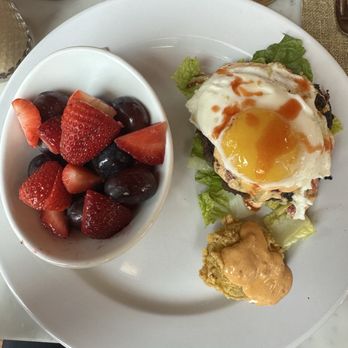 Sugar and Rye - S&R Burger dinner No bun Sub Fruit for Fries - Breakfast & Brunch Near Me - Galveston, Texas