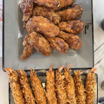 Chingu Korean Fried Chicken - Garlic soy wings and torpedo shrimp - Korean Near Me - Burnsville, Minnesota