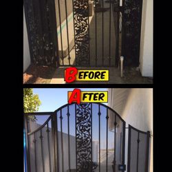 Beach Cities Welding - Bring up to pool code, replace rusted though  bottom rail, new perforated steel panels, Metalizer and paint.