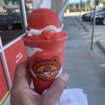 Jeremiah's Italian Ice - First try so I got Strawberry and ice cream- yum! - Desserts Near Me - Spring, Texas Jeremiah's Italian Ice - First try so I got Strawberry and ice cream- yum! - Desserts Near Me - Spring, Texas