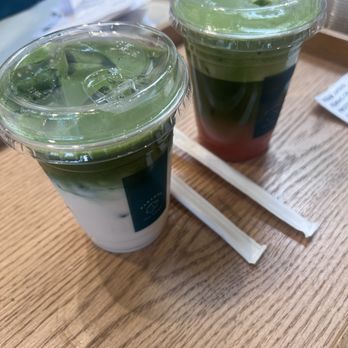 Paragon Tea Room - Classic matcha oat and matcha with pink guava - Tea Rooms Near Me - Vancouver, British Columbia
