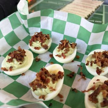 Game Plan Kitchen & Bar - Grinch's deviled eggs - Sports Bars Near Me - Midlothian, Virginia Game Plan Kitchen & Bar - Grinch's deviled eggs - Sports Bars Near Me - Midlothian, Virginia