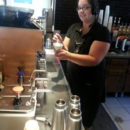 Friendly barista slow-poured two shots over a spoon for what's called an "Undertow" a.k.a. yum+kick+in a shot form=YEAH!