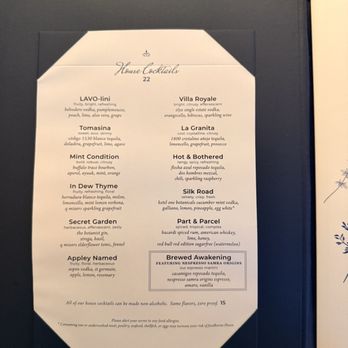 Lavo - Regular House Cocktails Menu - Italian Near Me - Las Vegas, Nevada