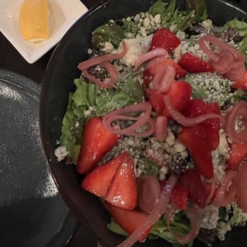 Bar Margot - Strawberry salad and the onions were fermented with vinegar and sugar I think? so flavorful! - Lounges Near Me - Atlanta, Georgia Bar Margot - Strawberry salad and the onions were fermented with vinegar and sugar I think? so flavorful! - Lounges Near Me - Atlanta, Georgia