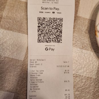 Crêpes & Grapes Café - Our bill - Creperies Near Me - Whittier, California