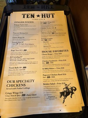 Menu photo 1 Ten Hut Temecula, CA