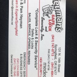 Heyman's Safe, Lock & Security - Their business card