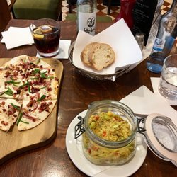 Chin-Chin - Flammenkuche (left) and spicy Quinoa salad (front).