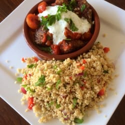 Thyme and Plaice - Spanish meatballs with mint yogurt and cous cous