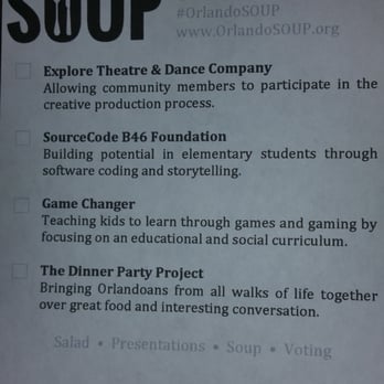 Orlando SOUP - Projects of the evening. - Local Flavor Near Me - Orlando, Florida