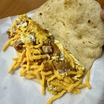 La Unica - Chicharron n egg taco...cracklings - Mexican Near Me - San Antonio, Texas