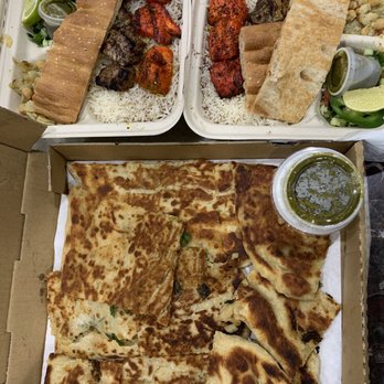 DeAfghanan Cuisine - Chicken and Beef Kabob Combo plate and Potato Bolanj - Afghan Near Me - Fremont, California DeAfghanan Cuisine - Chicken and Beef Kabob Combo plate and Potato Bolanj - Afghan Near Me - Fremont, California