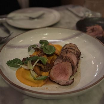 Octavia - sweetwater ranch PORK, maitake mushroom, carrot soubise, charred leek jus - New American Near Me - San Francisco, California Octavia - sweetwater ranch PORK, maitake mushroom, carrot soubise, charred leek jus - New American Near Me - San Francisco, California