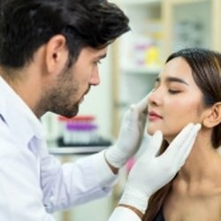 Advanced Dermatology & Skin Cancer Specialists Hemet - Advanced Dermatology & Skin Cancer Specialists - woman being examined by male doc