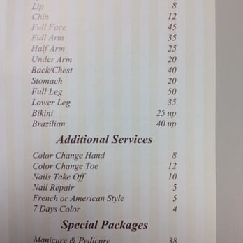 Prestige Nails & Spa - Waxing menu - Waxing Near Me - Chicago, Illinois