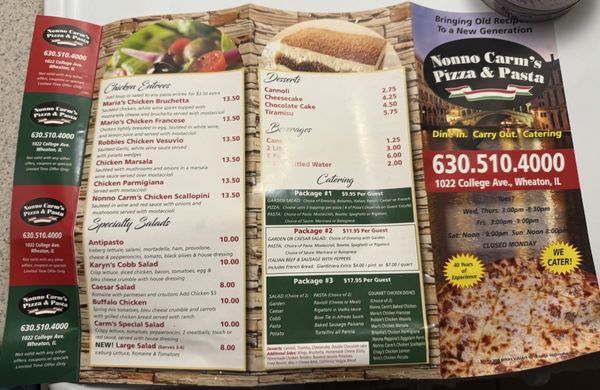 Menu photo 1 Nonno Carm's pizza & pasta Wheaton, IL Menu photo 1 Nonno Carm's pizza & pasta Wheaton, IL