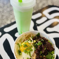K-BOB Korean Street Food - Beef Bulgogi and melon boba chiller
