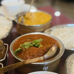 Dinner India - Lamb vindaloo in front, Mali Kofta in back. (lamb vindaloo has potato in it very hearty spicy dish)