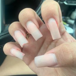 Left my nails like this because what I wanted done seemed to be complicated and I just wanted a green French tip ! Left my nails like this because what I wanted done seemed to be complicated and I just wanted a green French tip !
