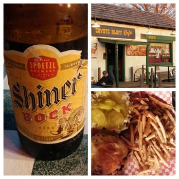 Coyote Bluff Cafe - Hickory burger with a shiner bock on the side. - Burgers Near Me - Amarillo, Texas Coyote Bluff Cafe - Hickory burger with a shiner bock on the side. - Burgers Near Me - Amarillo, Texas