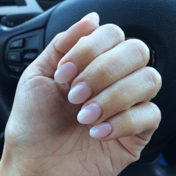 Gorgeous round shape ombré French tip gel set by Sarah , Yelp