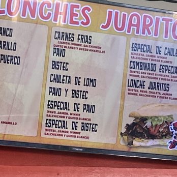 Lonches Juaritos - a menu for a sandwich - Mexican Near Me - El Paso, Texas Lonches Juaritos - a menu for a sandwich - Mexican Near Me - El Paso, Texas