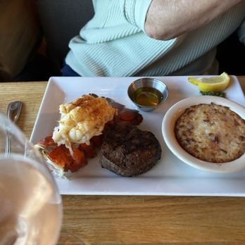 Spanky's Stone Hearth - Steak and lobster tail with garlic,sauerkraut and bacon mashed potatoes - New American Near Me - Frazee, Minnesota Spanky's Stone Hearth - Steak and lobster tail with garlic,sauerkraut and bacon mashed potatoes - New American Near Me - Frazee, Minnesota