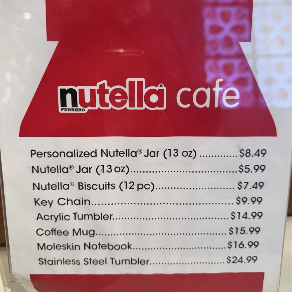 Nutella Cafe - Pricing - Desserts Near Me - Chicago, Illinois Nutella Cafe - Pricing - Desserts Near Me - Chicago, Illinois