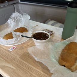 One chicken and one beef pastie plus gravy
