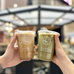 Reborn Coffee - Churro madness (left) and chaga matcha (right)