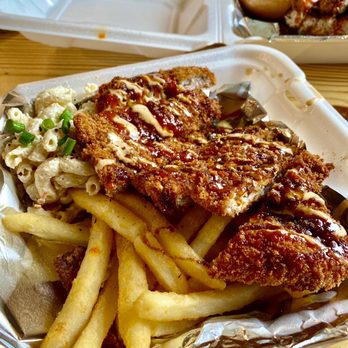 Big Kahuna - Katsu lunch plate with macaroni salad and French fries - Burgers Near Me - Lexington, Kentucky Big Kahuna - Katsu lunch plate with macaroni salad and French fries - Burgers Near Me - Lexington, Kentucky