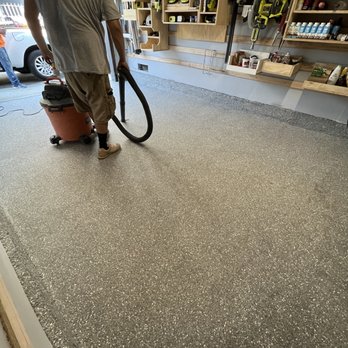 Epoxy Legends LA - vacuuming excess flakes - Flooring Near Me Epoxy Legends LA - vacuuming excess flakes - Flooring Near Me
