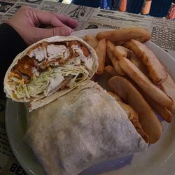 Wagon Wheel Restaurant - Bacon chicken wrap with fries