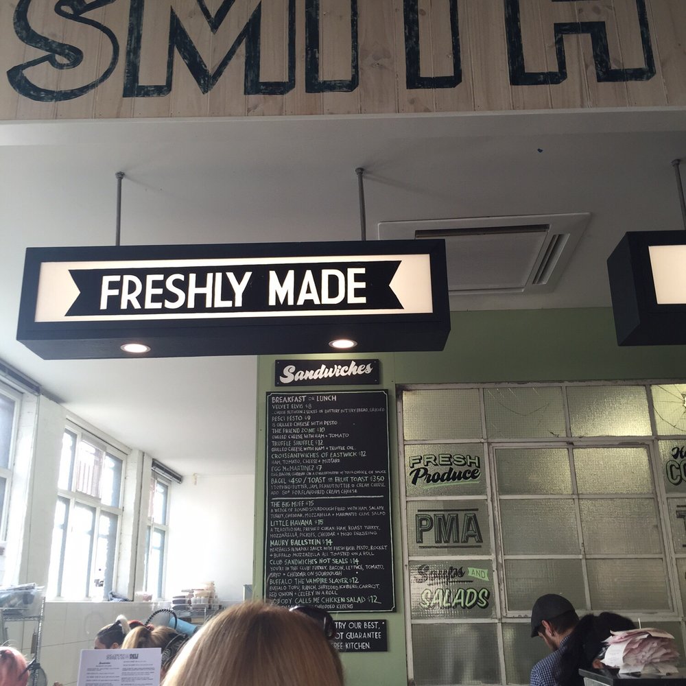Sandwiches made to order. In a rush? Get one of the ready made snacks like the cheese scrolls.