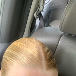 Shear Designs - Brassy yellow that then turned gray colored when we tried an at home ash fix. BEFORE