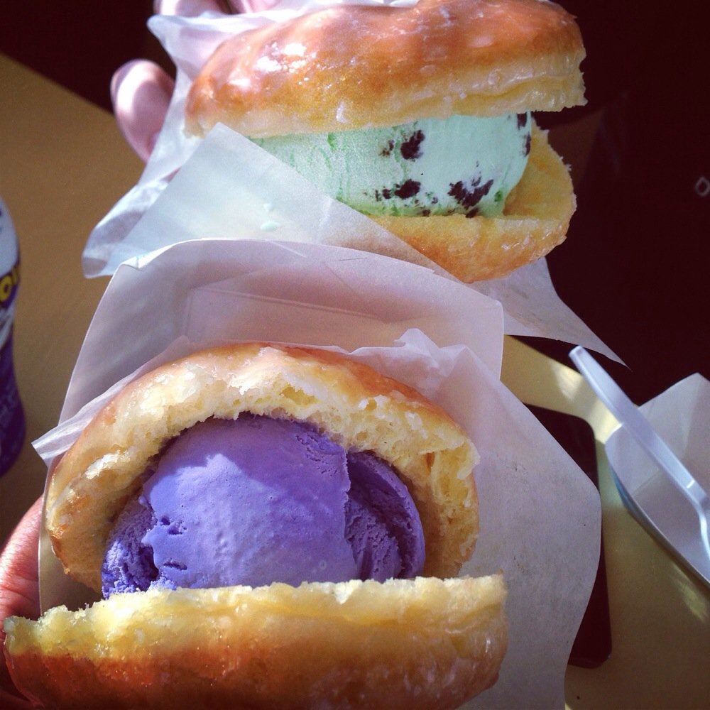 Bakers Donuts - Ice Cream Donuts!!! Flavors: Ube and Mint Chip - Donuts Near Me - Sacramento, California