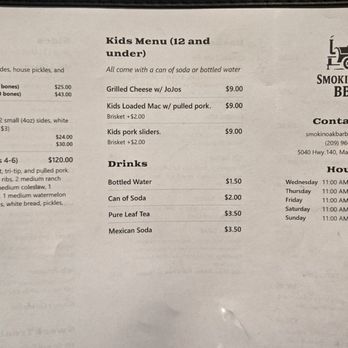 Smokin Oak BBQ - Menu 11/25 - Barbeque Near Me - Mariposa, California Smokin Oak BBQ - Menu 11/25 - Barbeque Near Me - Mariposa, California