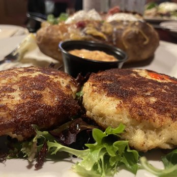 Lake Park Steakhouse - Crab Cake Dinner with Loaded Bake Potato - Steakhouses Near Me - Carolina Beach, North Carolina Lake Park Steakhouse - Crab Cake Dinner with Loaded Bake Potato - Steakhouses Near Me - Carolina Beach, North Carolina