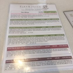 Pike & Joyce Vineyard - Wine tasting menu